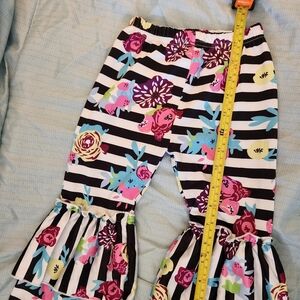 Multicolor Flower Ruffled Girls Pants
